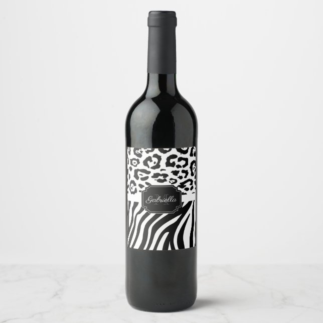 Lepard Print / Zebra Print Wine Label (Front)