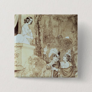 Leporello serenading Elvira in guise Giovanni 15 Cm Square Badge