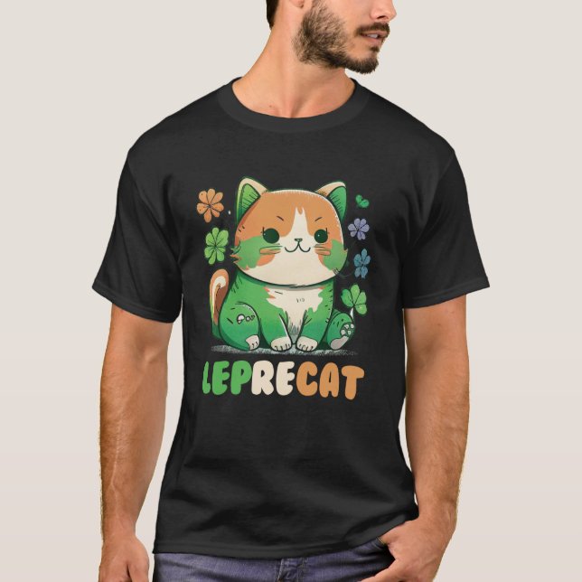 Leprecat Cute Irish Cat St Patricks Catricks Day K T-Shirt (Front)