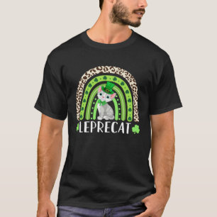 Leprecat Kids Cat St Patrick s Day Rainbow Shamro T-Shirt