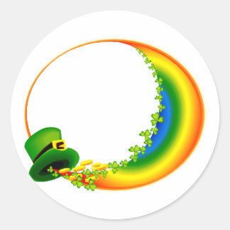 leprecaun hat clovers circle rainbow.png classic round sticker
