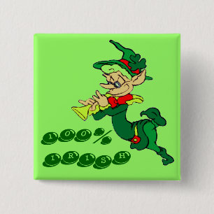 Leprechaun 100% IRISH 15 Cm Square Badge