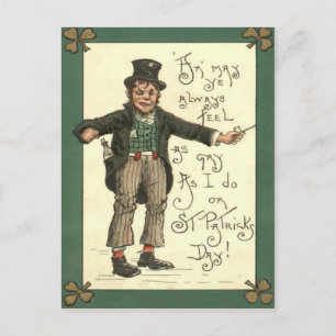 Leprechaun Alcohol Clay Pipe Shamrock Postcard
