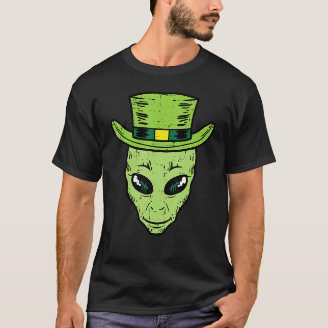 Leprechaun Alien Head St Patricks Day Space Men Wo T-Shirt (Front)