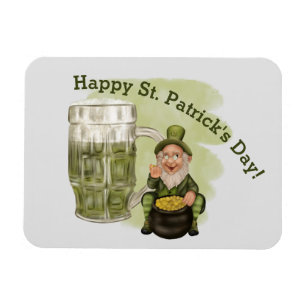 Leprechaun and Green Beer St. Patrick's Day Magnet