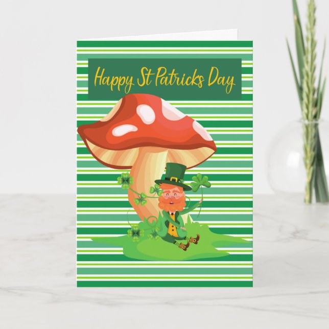 Leprechaun and Mushroom St Patrick's Day Card (Front)