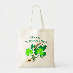 Leprechaun and Shamrock Tote Bag