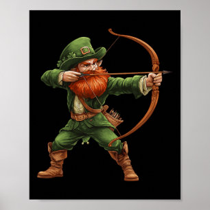 Leprechaun Archery Funny Archer St Patricks Day Ir Poster