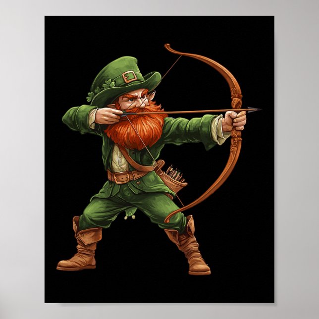 Leprechaun Archery Funny Archer St Patricks Day Ir Poster (Front)