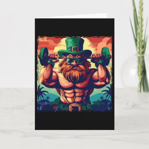 Leprechaun Bodybuilding Weightlifting Gym St Patri Card