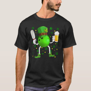 Leprechaun Bowling Ball Pin & Glass Of Beer St Pat T-Shirt
