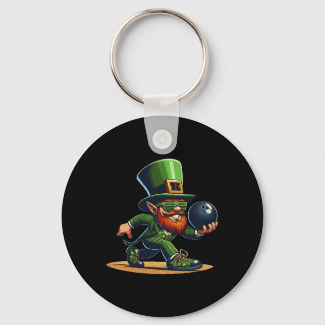 Leprechaun Bowling Bowler Tee St.patricks Day Kids Key Ring (Front)