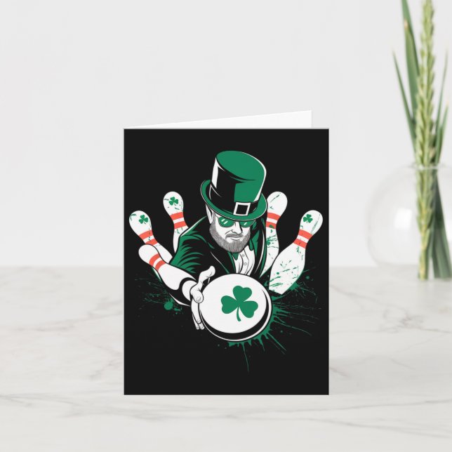 Leprechaun Bowling St. Patrick’s Day Lucky Men Boy Card (Front)