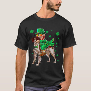 Leprechaun Brittany Spaniel Shamrock St Patricks D T-Shirt