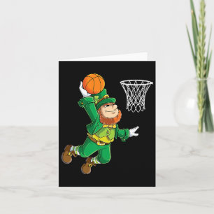 Leprechaun Bysketbyll Dunk St Patricks Day Boys Me Card