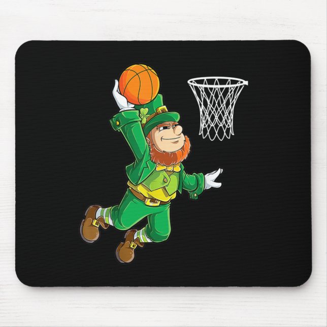 Leprechaun Bysketbyll Dunk St Patricks Day Boys Me Mouse Pad (Front)
