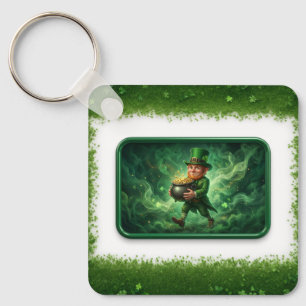Leprechaun Carrying Pot Of Gold Key Ring