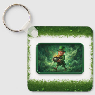 Leprechaun Carrying Pot Of Gold Key Ring
