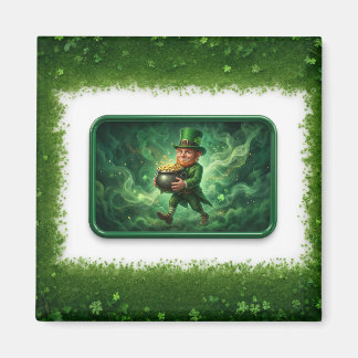 Leprechaun Carrying Pot Of Gold Magnet