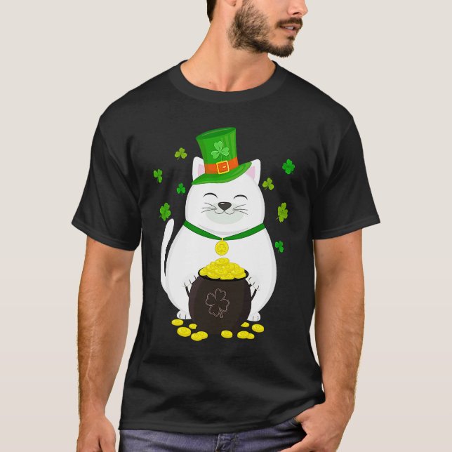 Leprechaun Cat  St Patricks Day Graphic T-Shirt (Front)