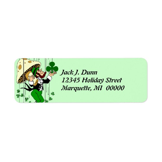 Leprechaun Catching Shamrocks Return address Label (Front)