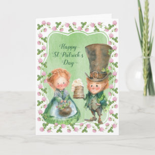 Leprechaun & Clover   St Patrick's Day Card