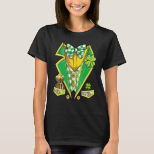 Leprechaun Costume Tuxedo With Shamrock For St Pat T-Shirt