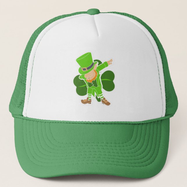 Leprechaun Dab Dance St Patricks Day Trucker Hat (Front)