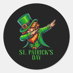 Leprechaun Dabbing Saint Patricks Day 2024 Mens Bo Classic Round Sticker