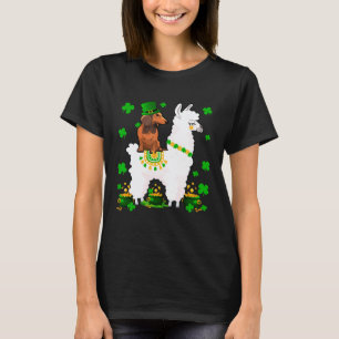 Leprechaun Dachshund Riding Llama St Patricks Day T-Shirt