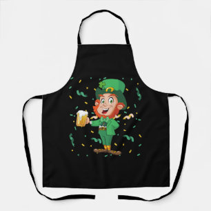 Leprechaun Drinking Beer St. Patrick's Day Apron