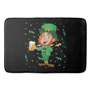 Leprechaun Drinking Beer St. Patrick's Day Bath Mat