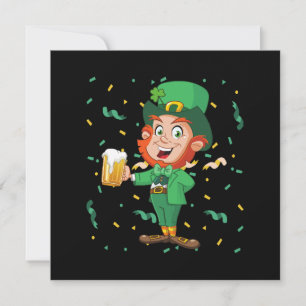 Leprechaun Drinking Beer St. Patrick's Day Invitation