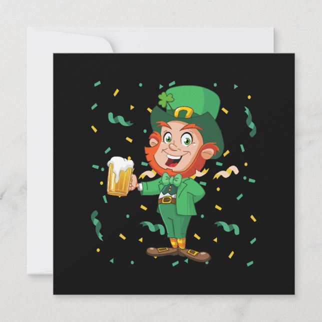 Leprechaun Drinking Beer St. Patrick's Day Invitation (Front)