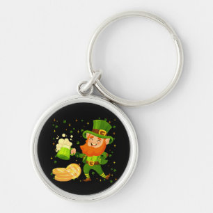 Leprechaun Drinking Beer St. Patrick's Day Key Ring