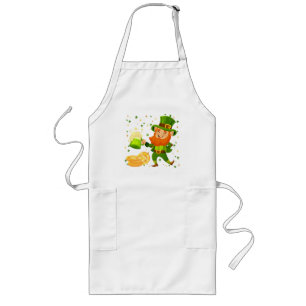 Leprechaun Drinking Beer St. Patrick's Day Long Apron