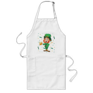 Leprechaun Drinking Beer St. Patrick's Day Long Apron