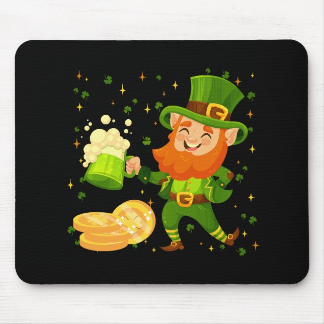 Leprechaun Drinking Beer St. Patrick's Day Mouse Pad (Front)