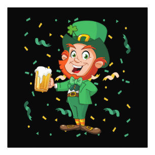 Leprechaun Drinking Beer St. Patrick's Day Photo Print