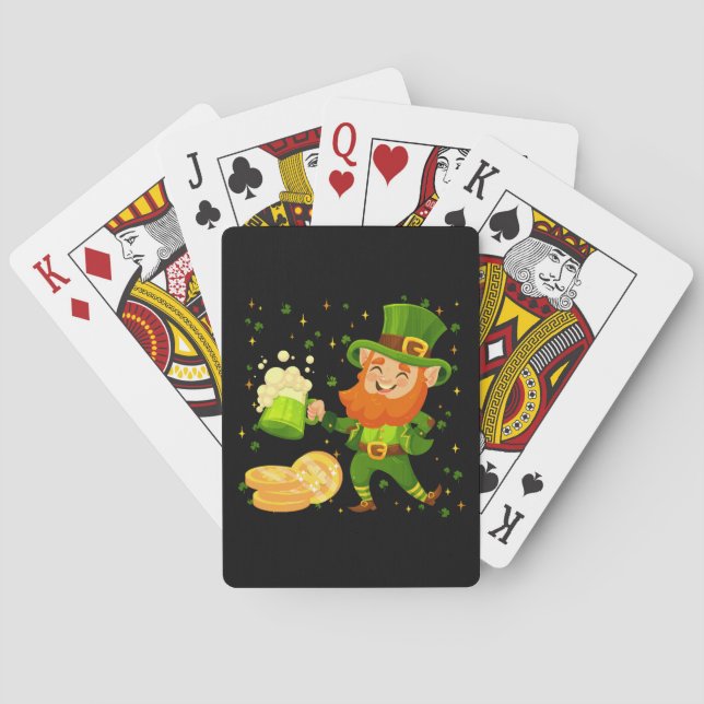 Leprechaun Drinking Beer St. Patrick's Day Playing Cards (Back)
