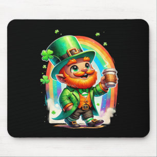 Leprechaun Drinking Coffee Irish St Patrick's Day Mouse Pad
