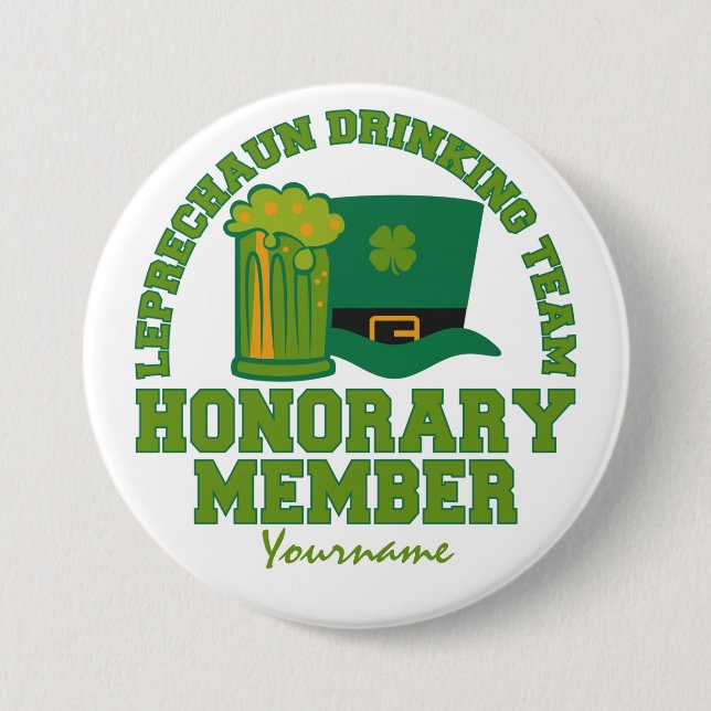 Leprechaun Drinking Team custom button (Front)