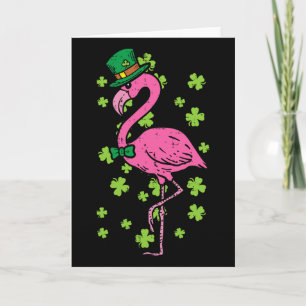 Leprechaun Flamingo Shamrock St Patricks Day Anima Card