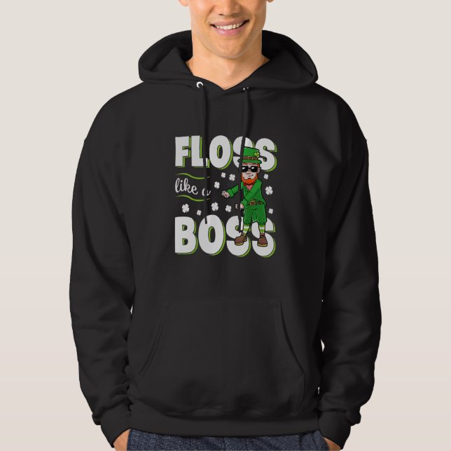 Leprechaun Floss Like A Boss St Patricks Day Boys  Hoodie (Front)