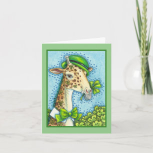 LEPRECHAUN GIRAFFE, COLORFUL ST. PATRICK'S DAY HOLIDAY CARD