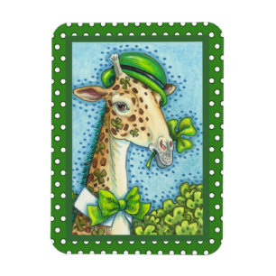 LEPRECHAUN GIRAFFE, COLORFUL ST. PATRICK'S DAY MAGNET