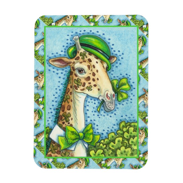 LEPRECHAUN GIRAFFE, COLORFUL ST. PATRICK'S DAY MAGNET (Vertical)