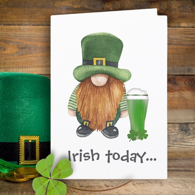 Leprechaun Gnome Beer Funny St Patricks Day Card (Creator Uploaded)