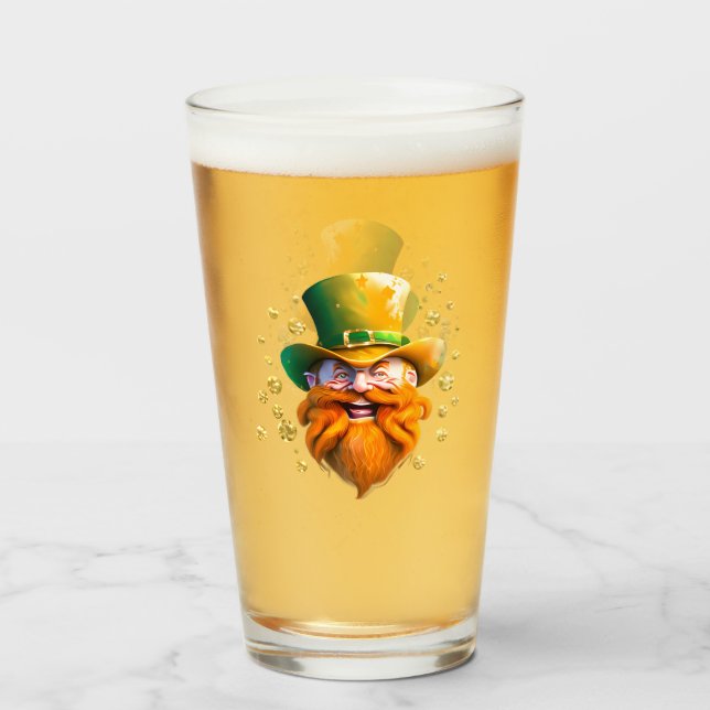 Leprechaun gnome face gold coins Patrick's day Glass (Front Filled)