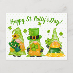 Leprechaun Gnome Shamrock Happy St. Patty's Day Postcard